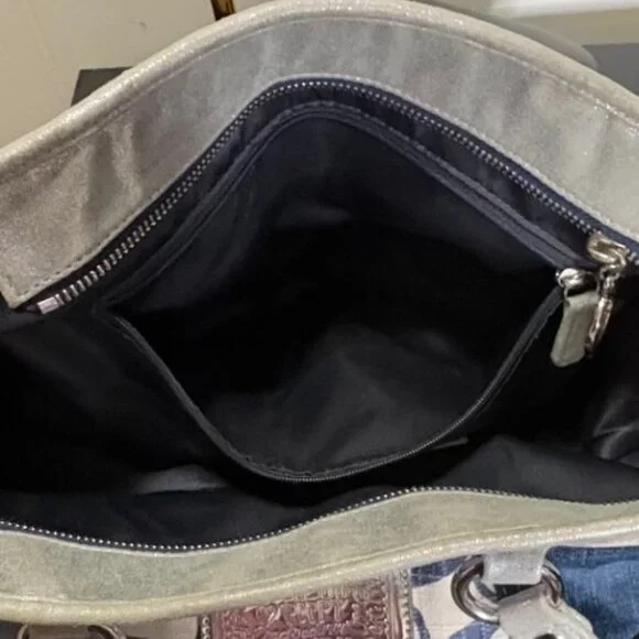 Coach Poppy Collection Blue Denim Patchwork with Silver Detail Tote Purse - Picture 16 of 16